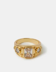 14ct Gold-plated Statement Stone Ring Gold, Size M 14ct Gold-plated Statement Stone Ring Gold, Size M