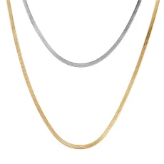 14k Gold Plated Two Tone Layer Necklace - Gold 14k Gold Plated Two Tone Layer Necklace - Gold
