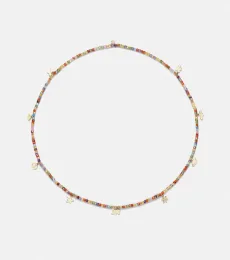 14kt gold beaded charm necklace with zircon 14kt gold beaded charm necklace with zircon