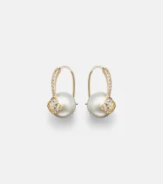 14kt gold earrings with pearls and diamonds 14kt gold earrings with pearls and diamonds