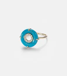 14kt gold ring with turquoise and diamonds 14kt gold ring with turquoise and diamonds