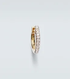 14kt gold single hoop earring with diamonds 14kt gold single hoop earring with diamonds