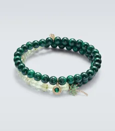 14kt yellow gold (5851000) set of 2 bracelets with emeralds and diamonds 14kt yellow gold (5851000) set of 2 bracelets with emeralds and diamonds
