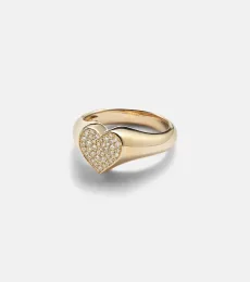 14kt yellow gold heart ring with diamonds