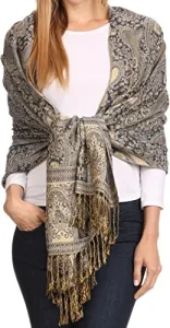 161 Kalin Long Wide Woven Patterned Fringe Tassel Pashmina Shawl/Scarf - Black - OS(Size: One Size) 161 Kalin Long Wide Woven Patterned Fringe Tassel Pashmina Shawl/Scarf - Black - OS(Size: One Size)