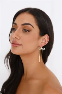 18k Gold Plated Pearl Ties Earrings Gold 18k Gold Plated Pearl Ties Earrings Gold