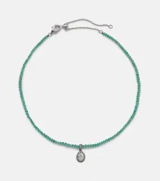 18kt gold necklace with emerald and diamonds