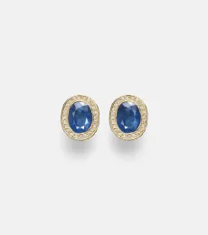 18kt gold stud earrings with diamonds and sapphires 18kt gold stud earrings with diamonds and sapphires