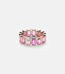 18kt rose gold ring with pink sapphires and diamond 18kt rose gold ring with pink sapphires and diamond