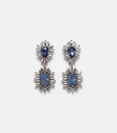 18kt white gold drop earrings with gemstones 18kt white gold drop earrings with gemstones