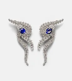 18kt white gold earrings with diamonds and sapphires 18kt white gold earrings with diamonds and sapphires