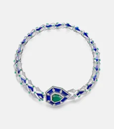 18kt white gold necklace with gemstones