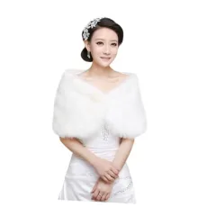 1pc Faux Fur Coat Trim with Hanging Beads Bride Jacket Faux Shawl White Fuax Fur Shawl Bridal Shawl Winter Fur Shrug Winter Fur Cover up Dress Cloak Wedding Bridesmaid