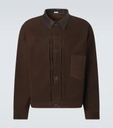 1st Type leather-trimmed suede jacket 1st Type leather-trimmed suede jacket