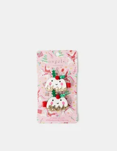 2-Pack Girls Christmas Pudding Hair Clips 2-Pack Girls Christmas Pudding Hair Clips