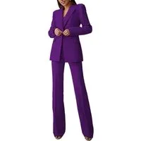 2 Piece Solid Color Business Casual Slim Fit Women's Suit (BlazerPants) - US 12 Dark Purple 2 Piece Solid Color Business Casual Slim Fit Women's Suit (BlazerPants) - US 12 Dark Purple