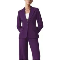 2 Pieces Single Button Peak Lapel Women Suit (BlazerPants - US 12 Dark Purple 2 Pieces Single Button Peak Lapel Women Suit (BlazerPants - US 12 Dark Purple