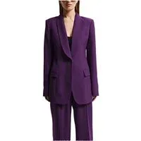 2 Pieces Single Button Shawl Lapel Women Suit (BlazerPants - US 12 Dark Purple 2 Pieces Single Button Shawl Lapel Women Suit (BlazerPants - US 12 Dark Purple