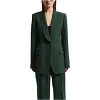 2 Pieces Single Button Shawl Lapel Women Suit (BlazerPants - US 12 Hunt Green 2 Pieces Single Button Shawl Lapel Women Suit (BlazerPants - US 12 Hunt Green