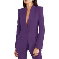 2 Pieces Single Buttons Notch Lapel Women Suit (BlazerPants) - US 12 Dark Purple 2 Pieces Single Buttons Notch Lapel Women Suit (BlazerPants) - US 12 Dark Purple