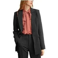 2 Pieces Striped Peak Lapel Business Casual Women Suit - US 12 Black 2 Pieces Striped Peak Lapel Business Casual Women Suit - US 12 Black