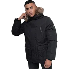 2k19Aug New Mens Heavy Fur Fleece Lined Hood Parka Padded Winter Coat Jacket[Black,XL]