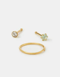 3-Pack 14ct Gold-plated Surgical Steel Nose Ring Studs 3-Pack 14ct Gold-plated Surgical Steel Nose Ring Studs