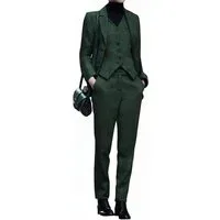3 Piece Single Breasted Business Casual Slim Fit Herringbone Women's Suit (BlazerVestPants) - US 12 Hunt Green 3 Piece Single Breasted Business Casual Slim Fit Herringbone Women's Suit (BlazerVestPants) - US 12 Hunt Green