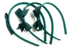 3 x School Hair Bows on Headbands Alice Bands Uniform Colours Bow Headband Set (Green) 3 x School Hair Bows on Headbands Alice Bands Uniform Colours Bow Headband Set (Green)