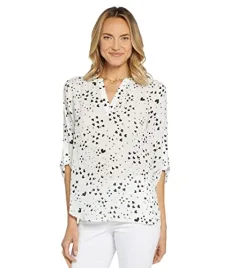 3/4 Tab Sleeve Henley, Cascade Hearts, XS 3/4 Tab Sleeve Henley, Cascade Hearts, XS