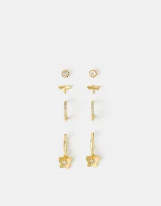 4-Pack 14ct Gold-plated Dragonfly Stud Hoop Earrings 4-Pack 14ct Gold-plated Dragonfly Stud Hoop Earrings