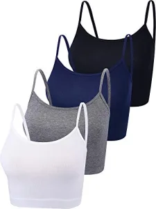 4 Pieces Basic Crop Tank Tops Sleeveless Racerback Cropped Cami Tops Sport Cotton Top for Women (Black, White, Dark Grey, Navy, M) 4 Pieces Basic Crop Tank Tops Sleeveless Racerback Cropped Cami Tops Sport Cotton Top for Women (Black, White, Dark Grey, Navy, M)
