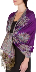 70inch x 28inch Big Paisley Jacquard Double Layer Woven Viscose Pashmina Shawl/Wrap / Stole - Purple(Size: One Size) 70inch x 28inch Big Paisley Jacquard Double Layer Woven Viscose Pashmina Shawl/Wrap / Stole - Purple(Size: One Size)