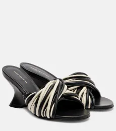 75 leather wedge mules
