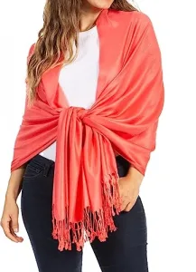 78" X 28" Rayon from Bamboo Soft Solid Pashmina Feel Shawl/Wrap/Stole - Coral 78" X 28" Rayon from Bamboo Soft Solid Pashmina Feel Shawl/Wrap/Stole - Coral