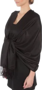 78 x 28 Silky Soft Solid Pashmina Feel Shawl / Wrap / Stole - Black(Size: One Size) 78 x 28 Silky Soft Solid Pashmina Feel Shawl / Wrap / Stole - Black(Size: One Size)