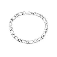 7mm Silver Steel Chain Bracelet - Silver 7mm Silver Steel Chain Bracelet - Silver