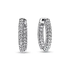 Pandora Silver Crystal Hoop Earrings - Silver Pandora Silver Crystal Hoop Earrings - Silver
