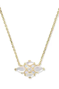 Abbie Gold Crystal Short Pendant Necklace Neutral Mix Abbie Gold Crystal Short Pendant Necklace Neutral Mix