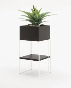 ACHILES with shelf Planter & Pot Black Lacquer Matte ACHILES with shelf Planter & Pot Black Lacquer Matte