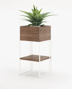 ACHILES with shelf Planter & Pot Walnut Veneer Matte