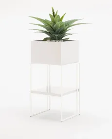 ACHILES with shelf Planter & Pot White Lacquer Matte ACHILES with shelf Planter & Pot White Lacquer Matte