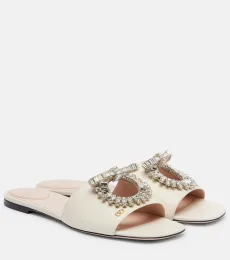 Adamantine embellished leather slides Adamantine embellished leather slides