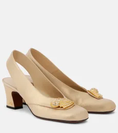 Adamantine embellished slingback pumps Adamantine embellished slingback pumps