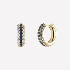 Addison Pave Huggie Hoop Earrings - 18k Rose Gold Plated Brass Red Swarovski Crystals Addison Pave Huggie Hoop Earrings - 18k Rose Gold Plated Brass Red Swarovski Crystals