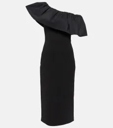 After Hours one-shoulder crêpe midi dress After Hours one-shoulder crêpe midi dress