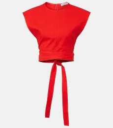 AlaÃa Belted cotton gabardine crop top