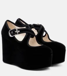 AlaÃa Criss Cross 110 velvet wedges AlaÃa Criss Cross 110 velvet wedges