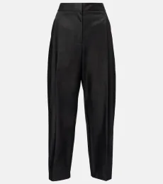 AlaÃa Cropped high-rise satin tapered pants AlaÃa Cropped high-rise satin tapered pants