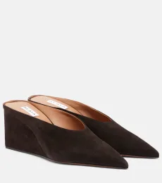 AlaÃa Cube 75 suede wedge mules